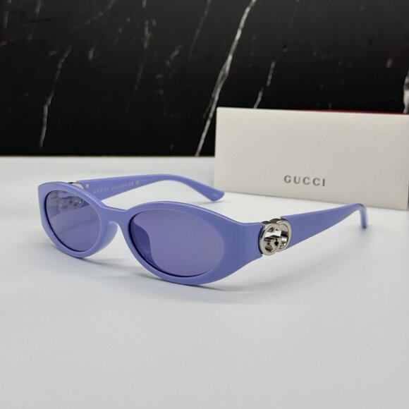 NEW GUCCI GG1662SA 003 SUNGLASSES WOMEN PURPLE OVAL EYEWEAR - Picture 1 of 10